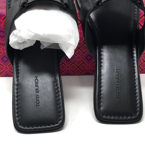 * SOLD Tory Burch Georgia Sandal Thong Comfort Leather Perfect Black, Sz 9 - Picture 10 of 12